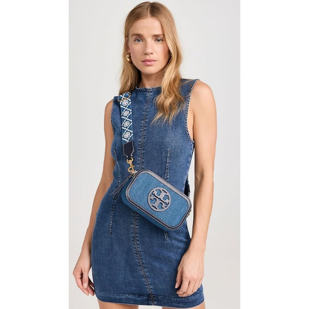 Tory Burch Miller Denim Mini Crossbody Bag Denim Multi OS - Picture 15 of 16